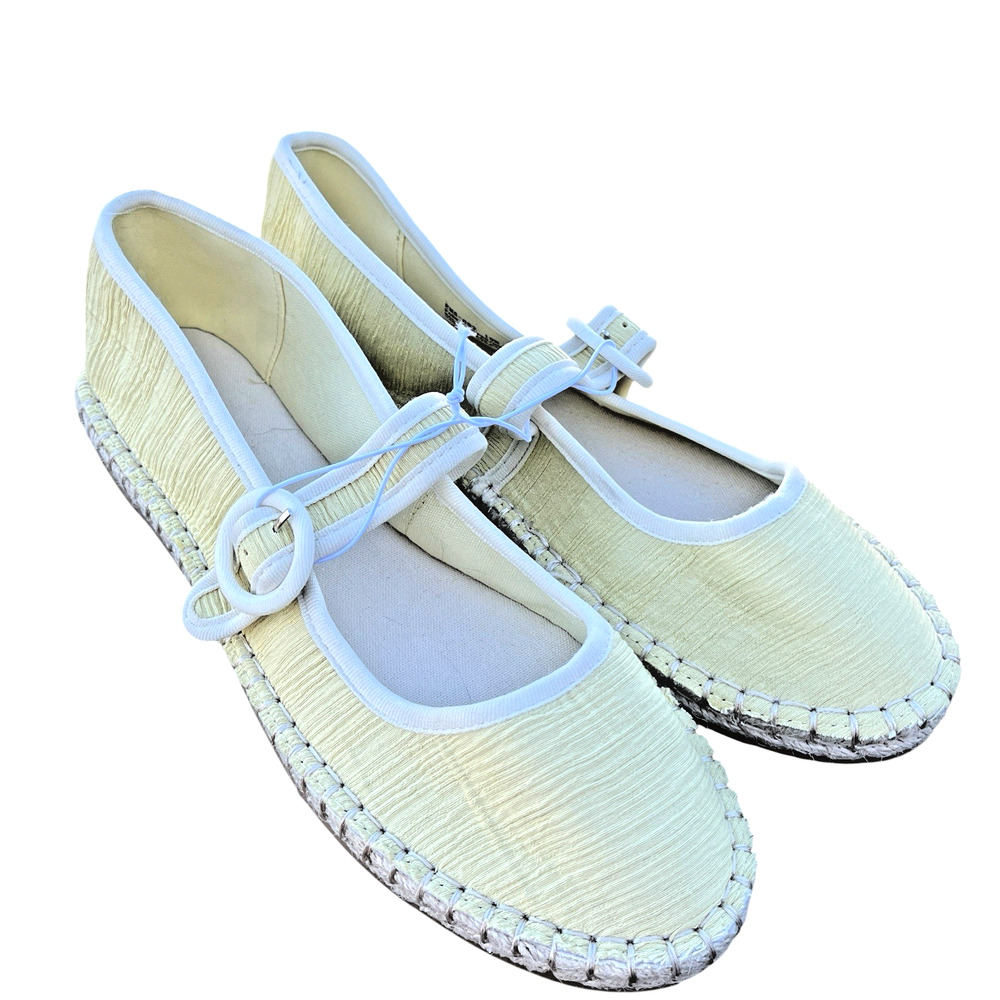 CL by Laundry Mary Jane Shoes Women SZ 10 9.5? Yellow Ballet Espadrille New